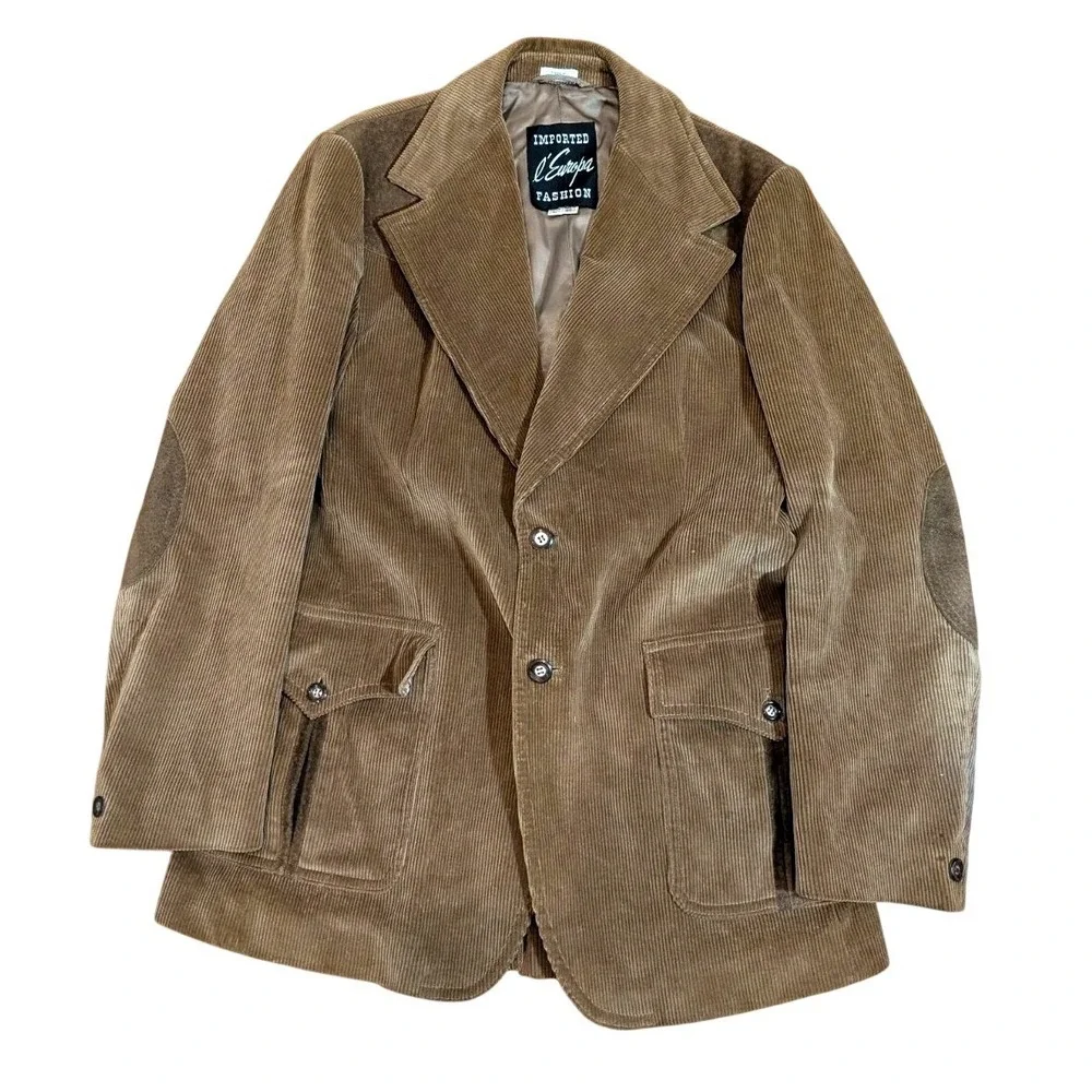 Vintage Corduroy Heritage Blazer Suede Elbow Brown Sport Coat 40 L Ivy Preppy